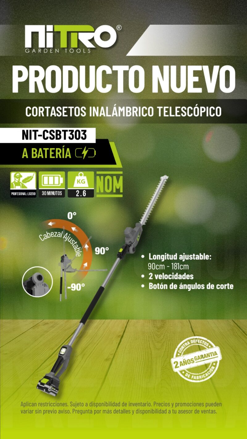 NIT-CSBT303 CORTASETOS CON EXTENCION INALAMBRICO 18″